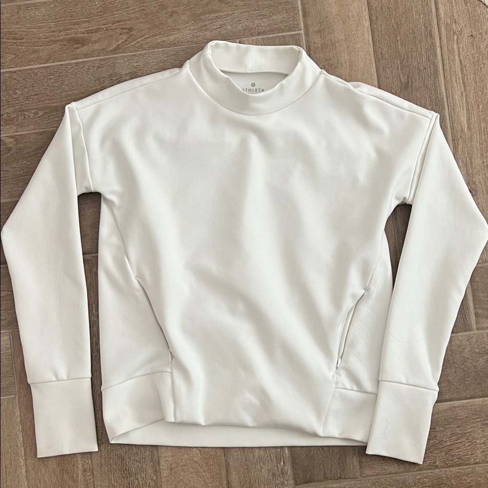Athleta Cream Mock Neck Top